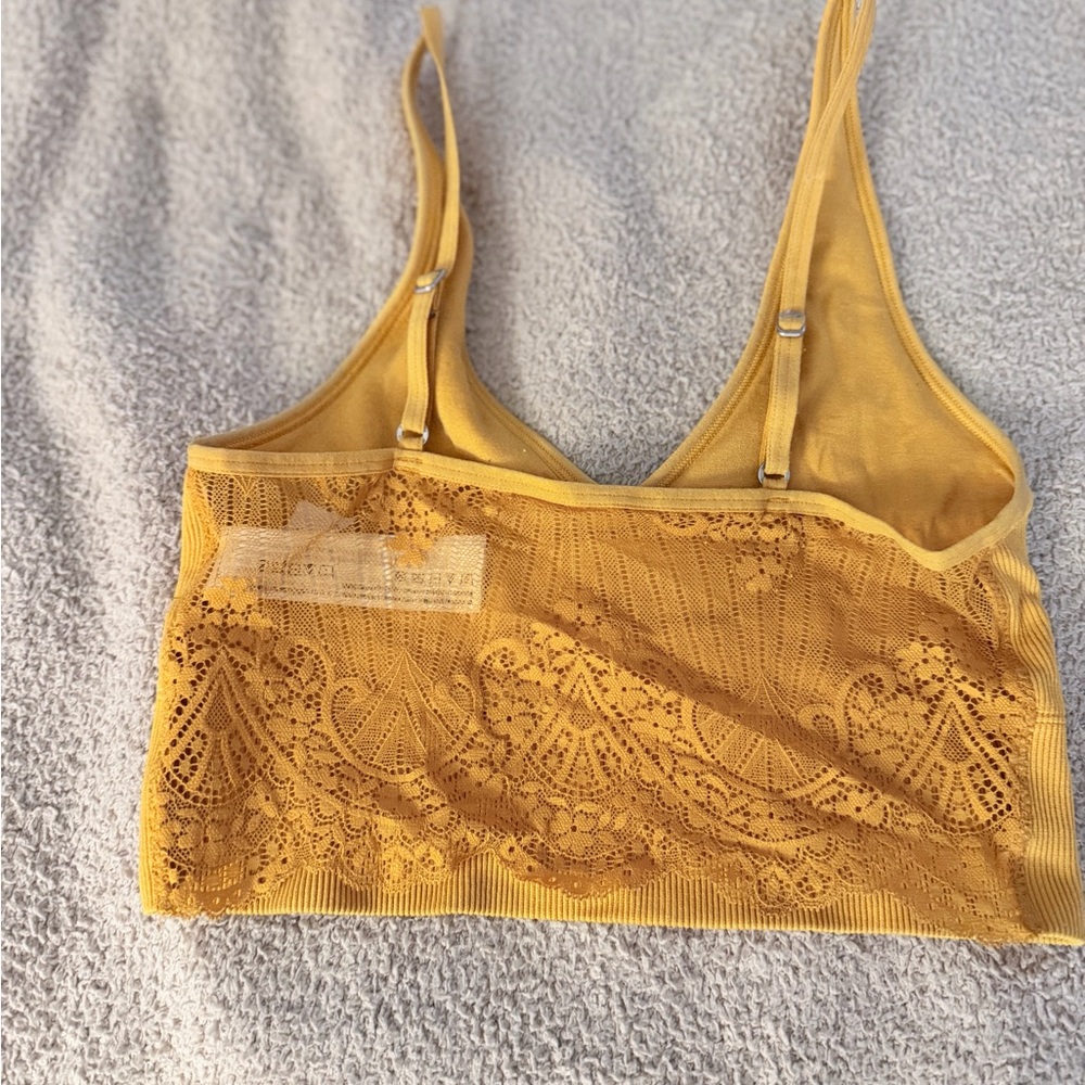 Mustard Ribbed V-Neck Bralette - Picture 2 of 3